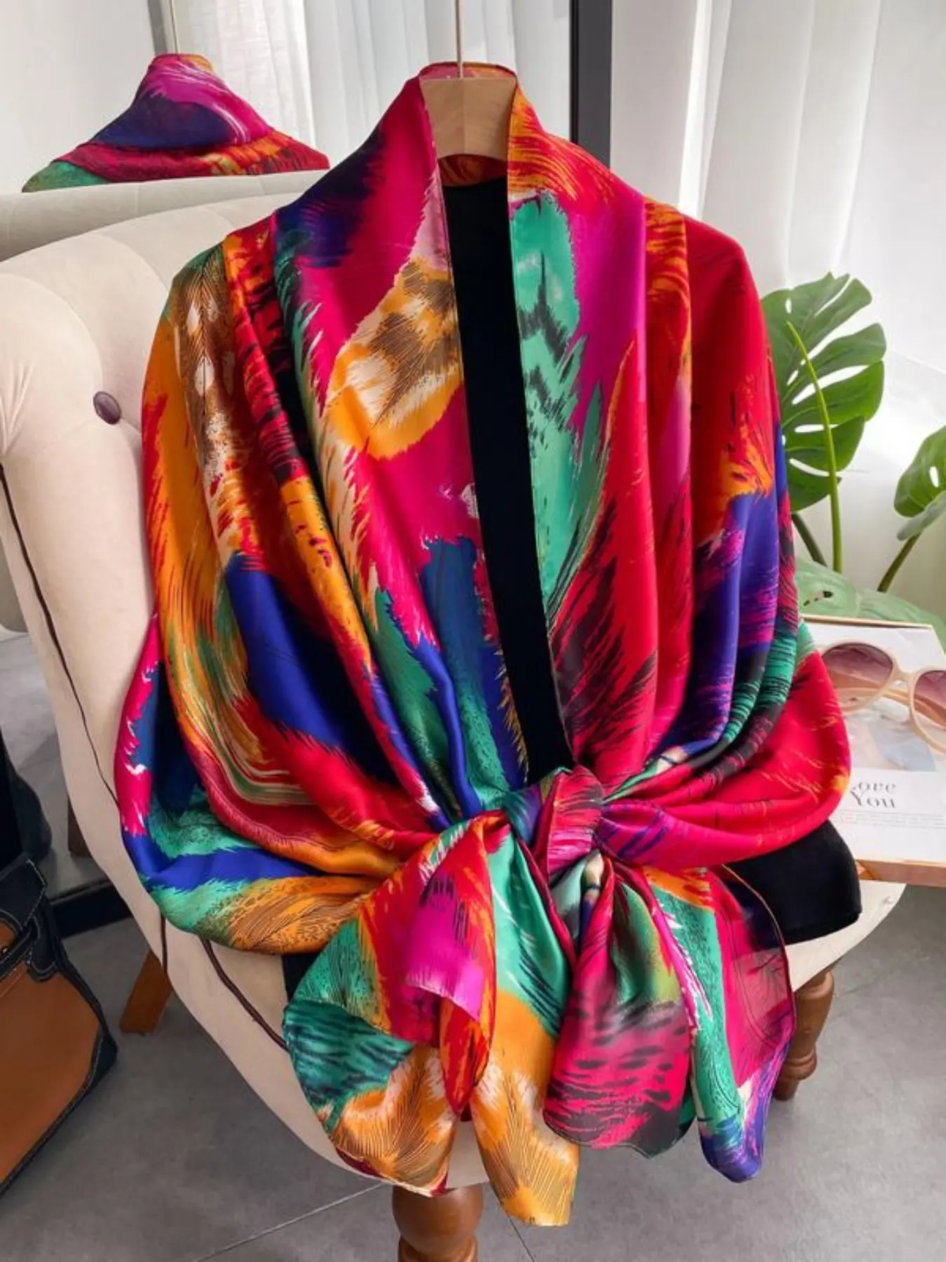 Women's Colorful Print Scarf, Fashionable Soft Comfortable Boho Shawl for Daily Wear, Casual Versatile Boho Style Scarf for Women