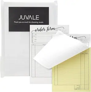 Work Order Forms & Invoice Receipt Book Set of 2 with Carbon Copy - 50 Receipts per Pad - 5.5 x 8.5 Inches - Invoice Book for Business & Boutique Supplies