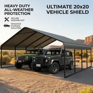 Heavy Duty Carport 20 x 20 Shelter - Perfect Solution for Vehicles, Boats & Equipment - Durable, All-Weather, Quick Assembly - Spacious, Secure, Reinforced - Gray/White