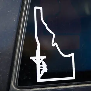 ANY State Outline Lineman Stickers – Multi-purpose Decorative State Outline Waterproof Vinyl Sticker – Idaho, Texas, California & All 50 States – Cooler Sticker, Car Sticker and Accessories, Hard Hat Decal