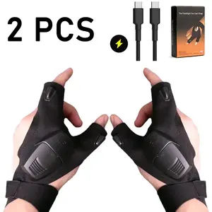 Rechargeable Night Fishing LED Light Up Gloves - Emergency Repair Gloves with Finger Lights, Suitable for Men & Women