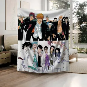 1Pc Bleach Digital pattern printed blanket, soft and warm blanket, suitable for bedroom, guest room, living room, student dormitory, car sofa, travel, multifunctional blanket, suitable for all seasons, ideal choice for gifts, Christmas, and Day