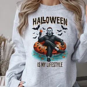 Halloween is a Lifestyle Floaty Sweatshirt Pumpkin Waiting on Halloween Pullover Fun Halloween Sweatshirt Fall Halloween Pullover