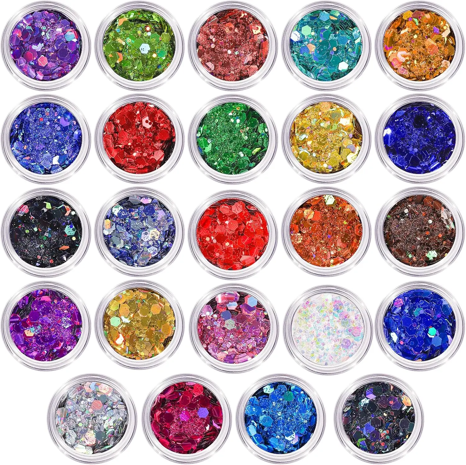 Chunky Glitter, 24 Colors Holographic Chunky Glitter for Crafts, ,  Hair   Makeup, DIY Party Halloween Decorations