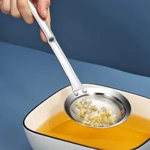 Stainless Steel Fat Skimmer Spoon Fine Mesh Strainer Food Strainer With Handle Kitchen Oil Skimmer Strainer