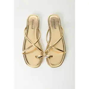 JUSTFSAB Women Toe Loop Summer Flat Strappy Sandals New Trend Slip on Flat Sandals for Summer, Casual Vacation