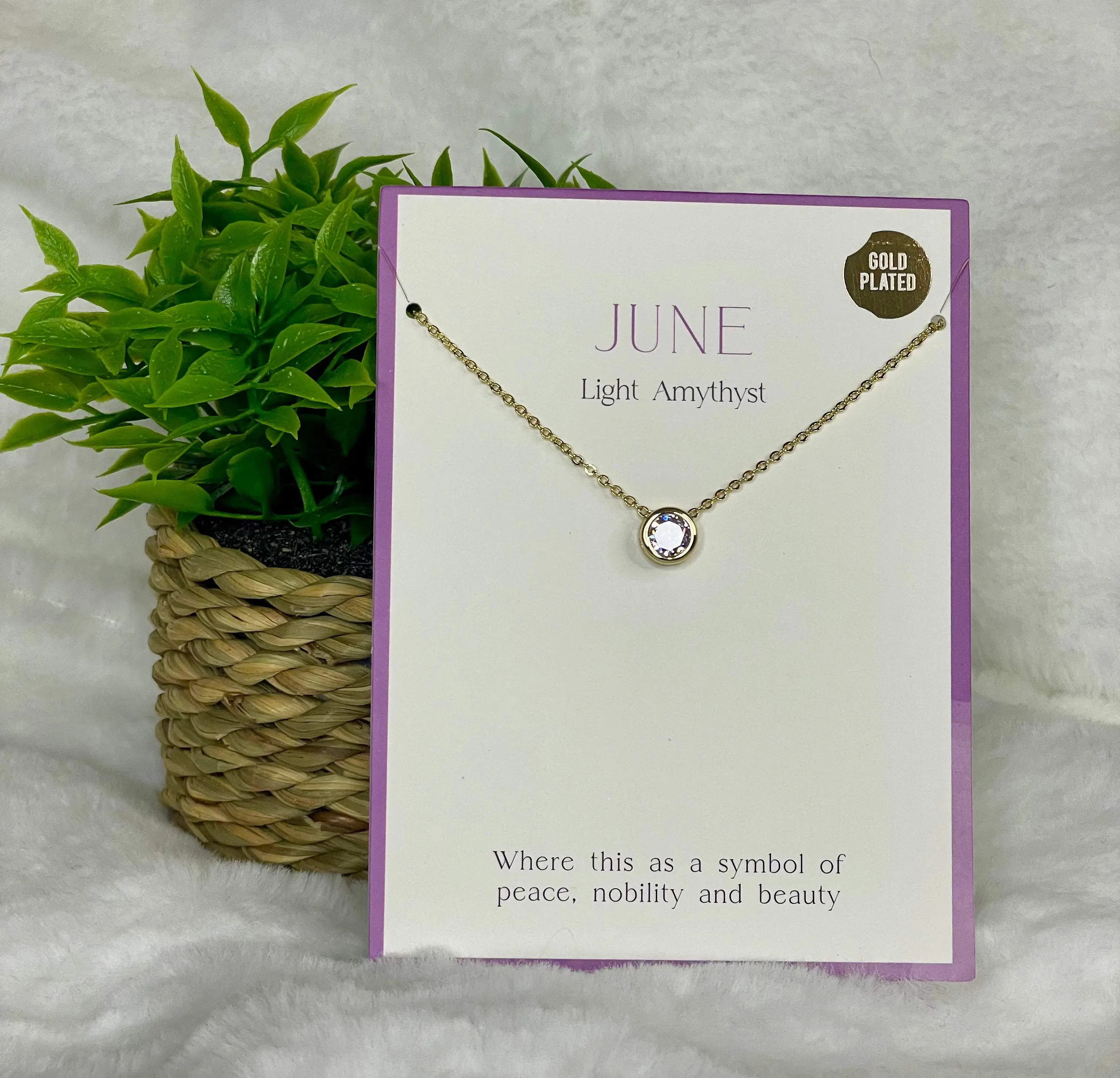 Gold Plated June Birthstone Necklace - Fashion Accessories