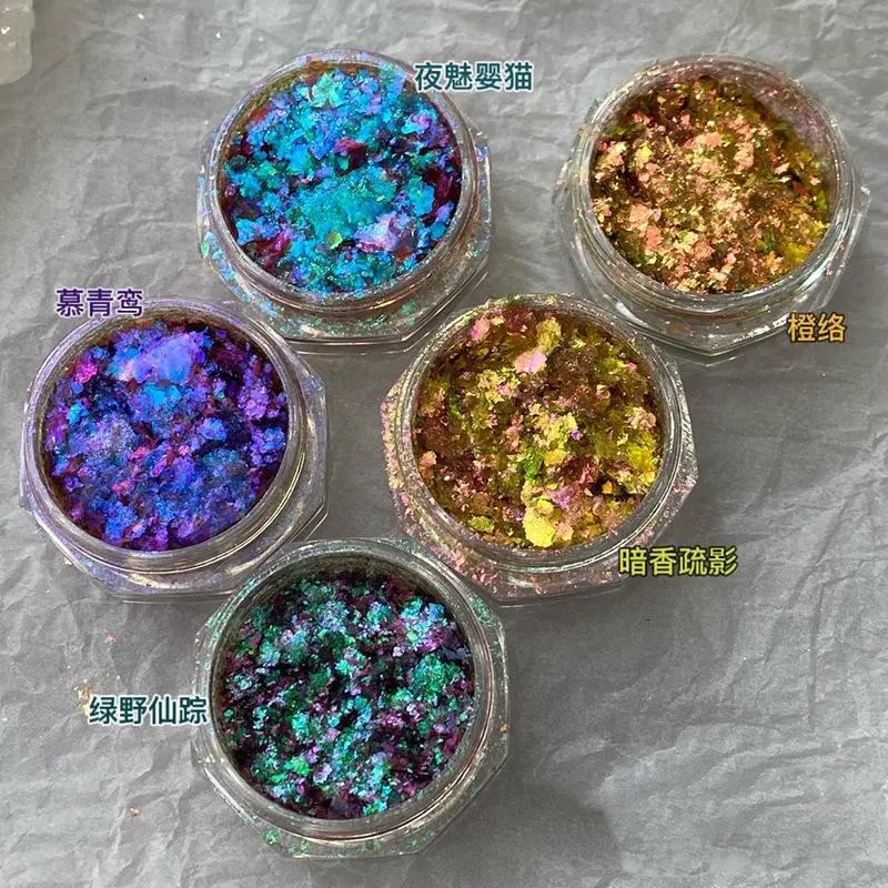 12 Colors Chameleon Glitter Flakes Irregular Untra-Thin Chameleon Yuki Glitter Sequins Mirror Effect Manicure Chameleon Sequins