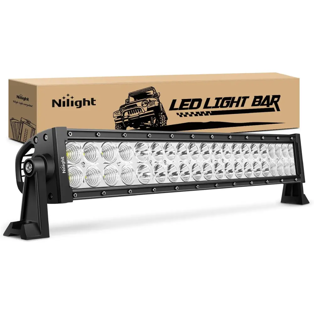 Nilight 22" 120W Power Aluminum LED Lightbar, IP67 Waterproof Flood-Spot Combo Work Lamp, High-Power Offroad Driving Fixture for SUV, Truck 4x4, Mounting Brackets