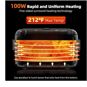 Rapid Heating Lunch Box 100W 212°F Max Temp Five Sided Surround Technology for Uniform Meals