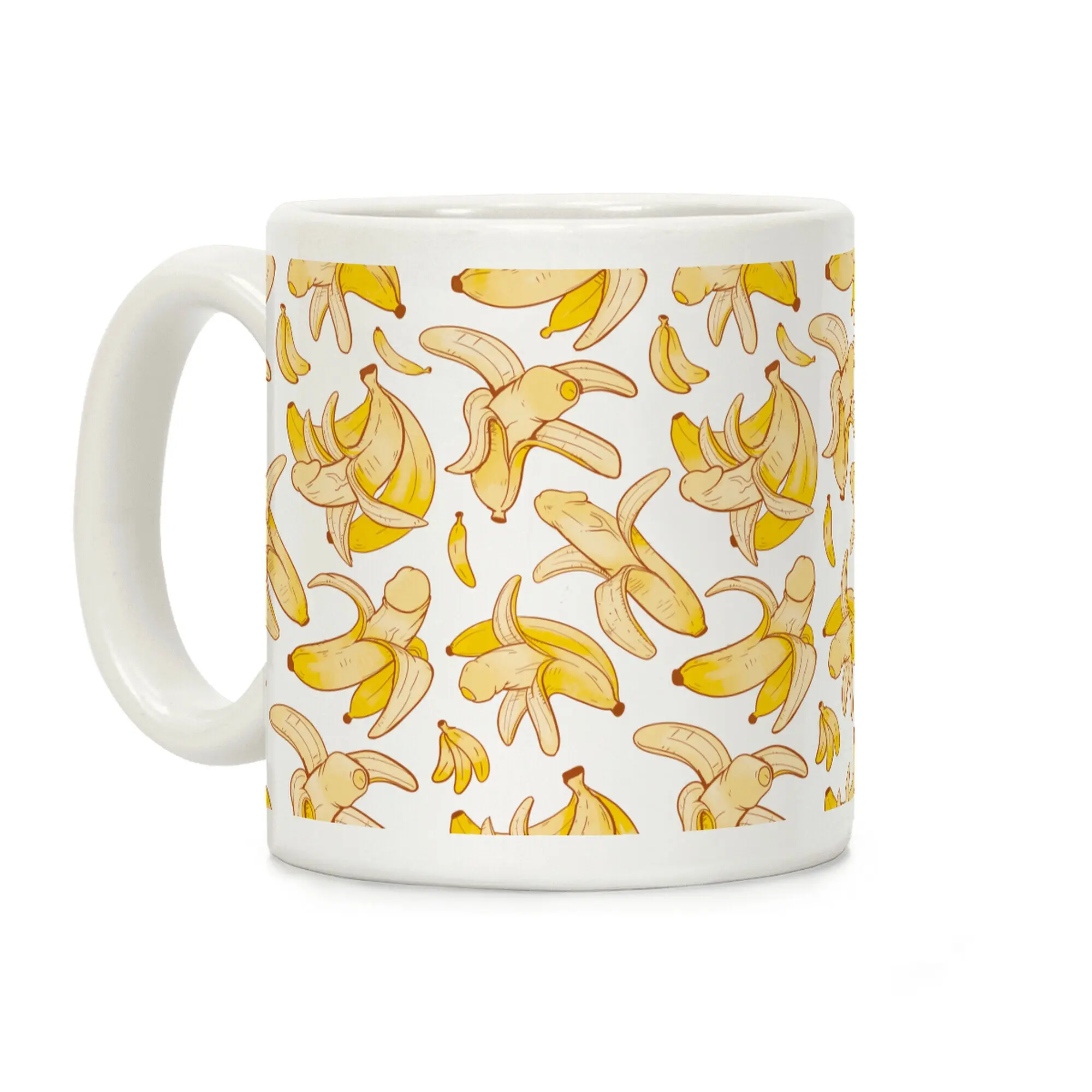 Sale Up to 50% ] Banana penis pattern Coffee Mug,  11 oz or 15 oz Ceramic Drinkware with Large Handles, Printed in the USA