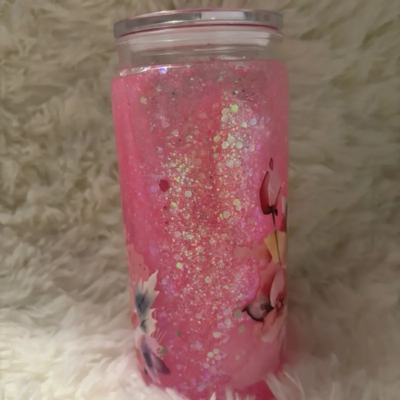 16oz  Acrylic Glitter snow Globe Water Bottles