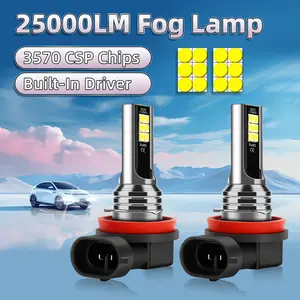 Roadsun 2 pcs/set 9005/HB3 9006/HB4 H11 5202 LED Car Fog Light Bulbs 25000LM 6000K White Light 12SMD High Power CANBUS Error Free Waterproof Plug and Play