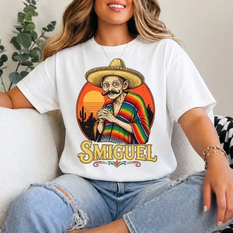 Smiguel Funny Mexican Meme T-Shirt – Sombrero Graphic Tee for Men & Women, Viral Fiesta Humor Gift