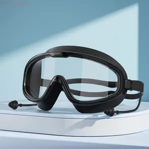 2-Pack Kids & Adults Swim Goggles with Integrated Ear Plugs for Adults & Kids, HD Clear Anti-Fog Waterproof Lens, Large Frame Professional Eye Protection Perfect for Swimming, Diving & Water Sports,summerwins