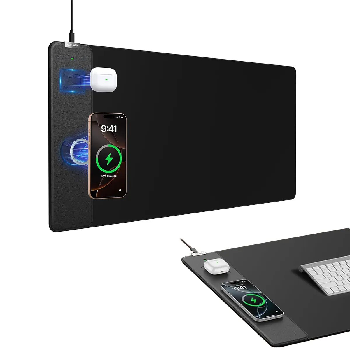 Wireless Charging Extended Gaming Mouse Pad - 31.5"x15.8" Premium Multipurpose Pad with 15W Fast Smart Magnetic Charging, Ultra-Smooth Surface, Rubber Base Grips Firmly, Waterproof for PC, Laptop