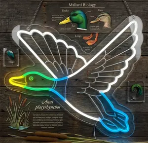 Mallard LED Neon Wall Light - Colorful Lights, Bright Indoor Lighting, Home Decor for Hunting Cabin, Wildlife Man Cave