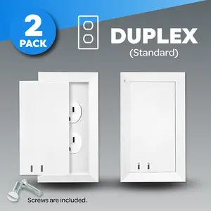 Duplex Standard - 2 Pack Sliding and Locking Outlet Cover (White)