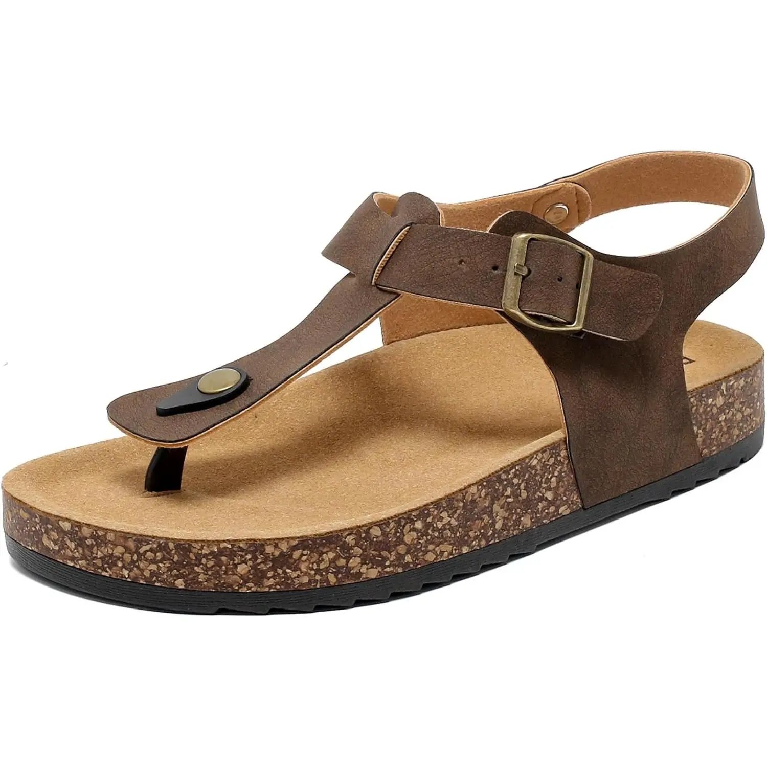 Women Cork Footbed Thong Sandals with Back Strap, Men Arch Support Comfort Flip Flops with Adjustable Ankle Strap, Dressy Summer Beach Walking Hiking Sandals for Ladies Men Footwear