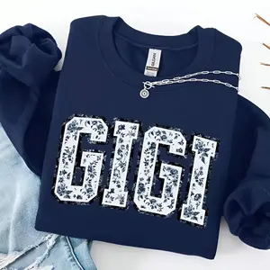 Floral Gigi Sweatshirt Grandma sweatshirt Gigi Crewneck, Gift for Gigi, Blue Toile sweater, Mother's Day Gift, New Mom Gift, Gift for Mother, Crewneck Top, Gift For Mom