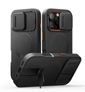 SURITCH Cell Phone Case for iPhone 12/13/14/15/16/17 Series Plus Pro Max with Kickstand & Camera Cover Protection Shockproof Magnetic Attachment & Adjustable Stand