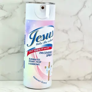 Jesus Take the Wheel 20 oz Tumbler - I'm Covered Spray with Heaven Scent Eliminates Doubt Fear & Sorrows Reusable