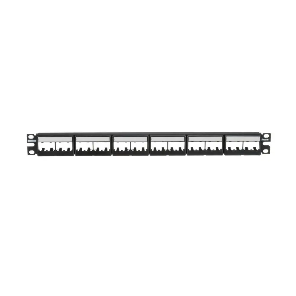 Panduit CPPL24WBLY Mini-Com Patch Panel w/labels, 24 Port, 1 RU, Black