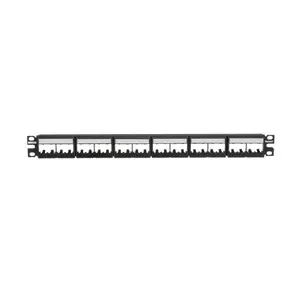 Panduit CPPL24WBLY Mini-Com Patch Panel w/labels, 24 Port, 1 RU, Black