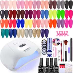 JEWHITENY 36pcs Gel Nail Polish Kit with U V Light 120W - 33 Colors Nail Gel Polish Set LED Nail Lamp Gel Nail Polish Starter Kit Nail Art Design Tools, All-In-One Manicure Gift Set Nail Care Cutics
