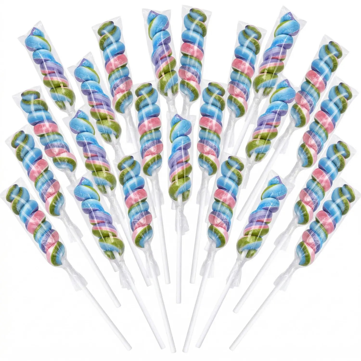 Twisty Lollipops With Natural Colors, Tutti Frutti, 24 Count