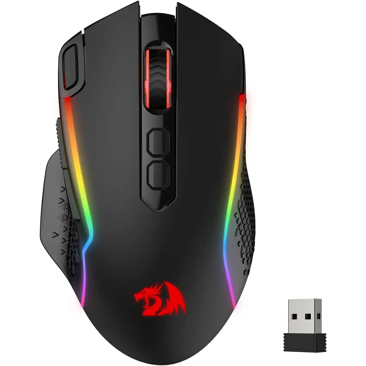 Redragon M810 Pro Wireless Gaming Mouse, 10000 DPI Wired/Wireless Gamer Mouse w/Rapid Fire Key, 8 Macro Buttons, 45-Hour Reliable Power Capacity and R