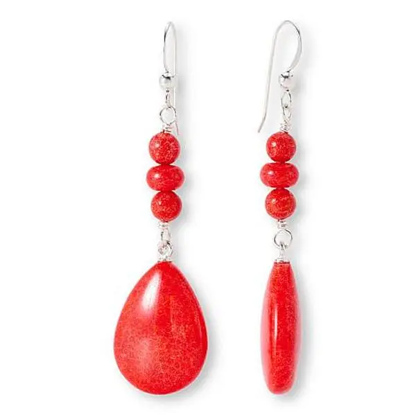 Mine Finds by Jay King Red Coral Earrings Sterling Silver