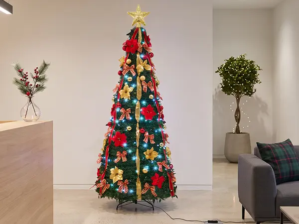 7FT Pop-Up Pre-Lit Christmas Tree with 200 LED Lights - Star Projector ...