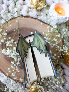 3D Green Dragon Wings Bookmark