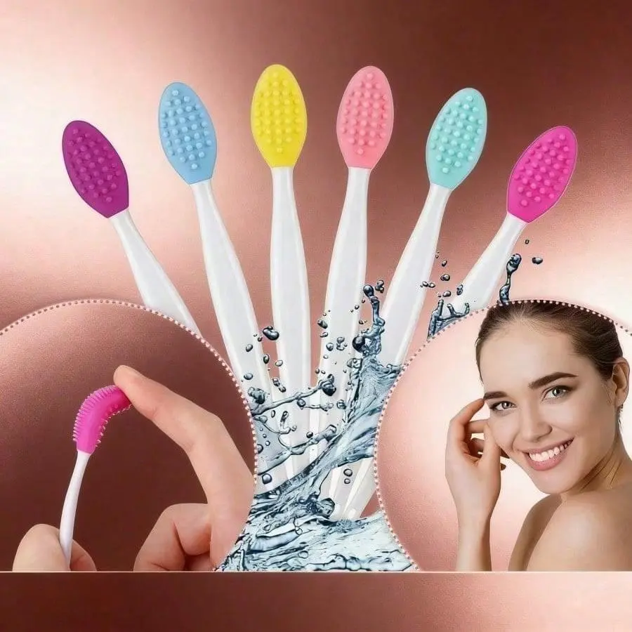 18-Pack Silicone Lip Scrubber Brush Set with Jar, Double-Sided Exfoliating Tool for Gentle Lip Care and Skin Care Cleansing Daily Smooth Storage,Exfoliate