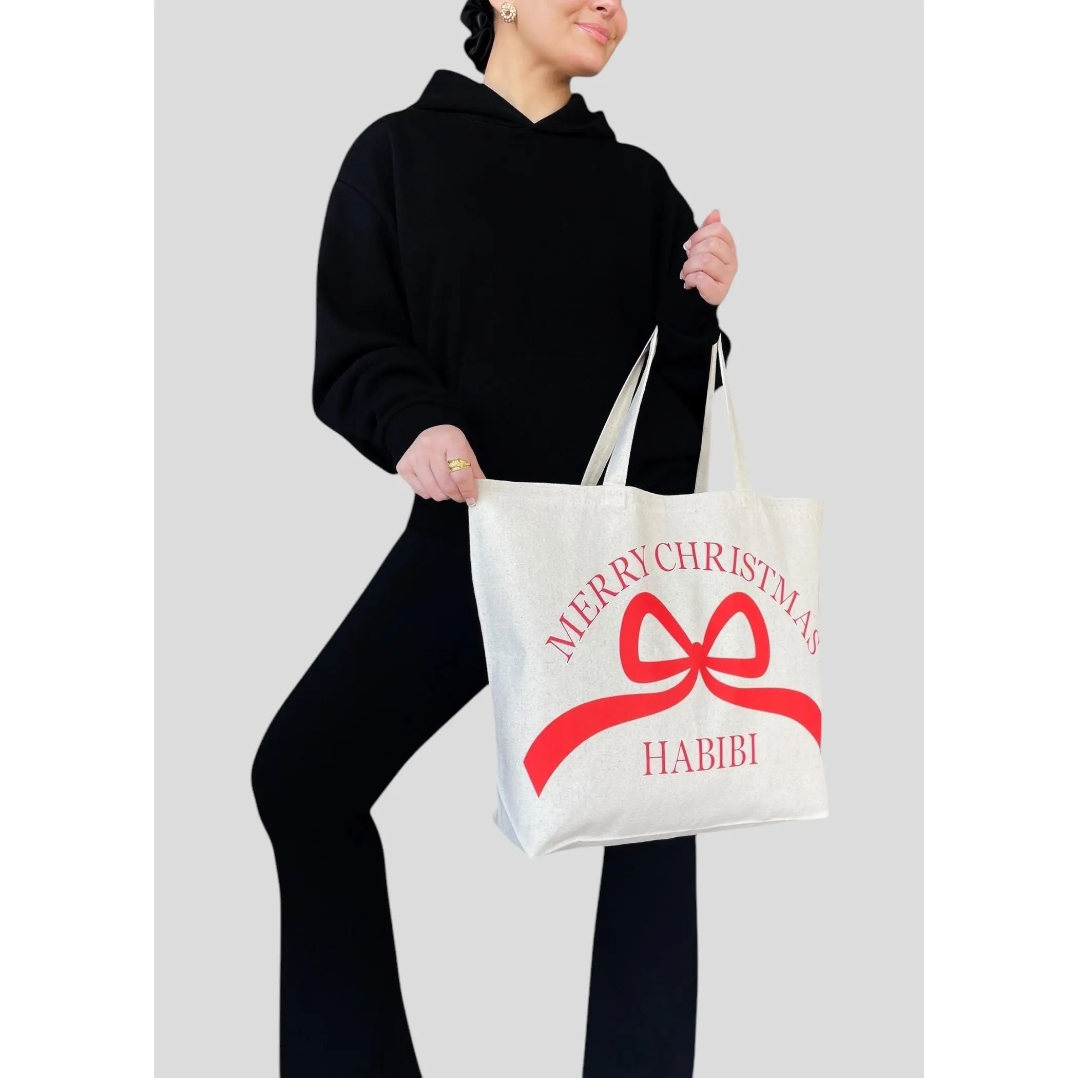 Merry Christmas Habibi Bow Jumbo Tote