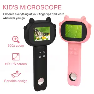Mini Handheld Pocket Digital Microscope, 2 Million Pixels, 2-Inch Ips Screen With Sd Card Interface, With 8 Adjustable Lights and Photo Video Functions, A Birthday, School Season and Christmas Gift