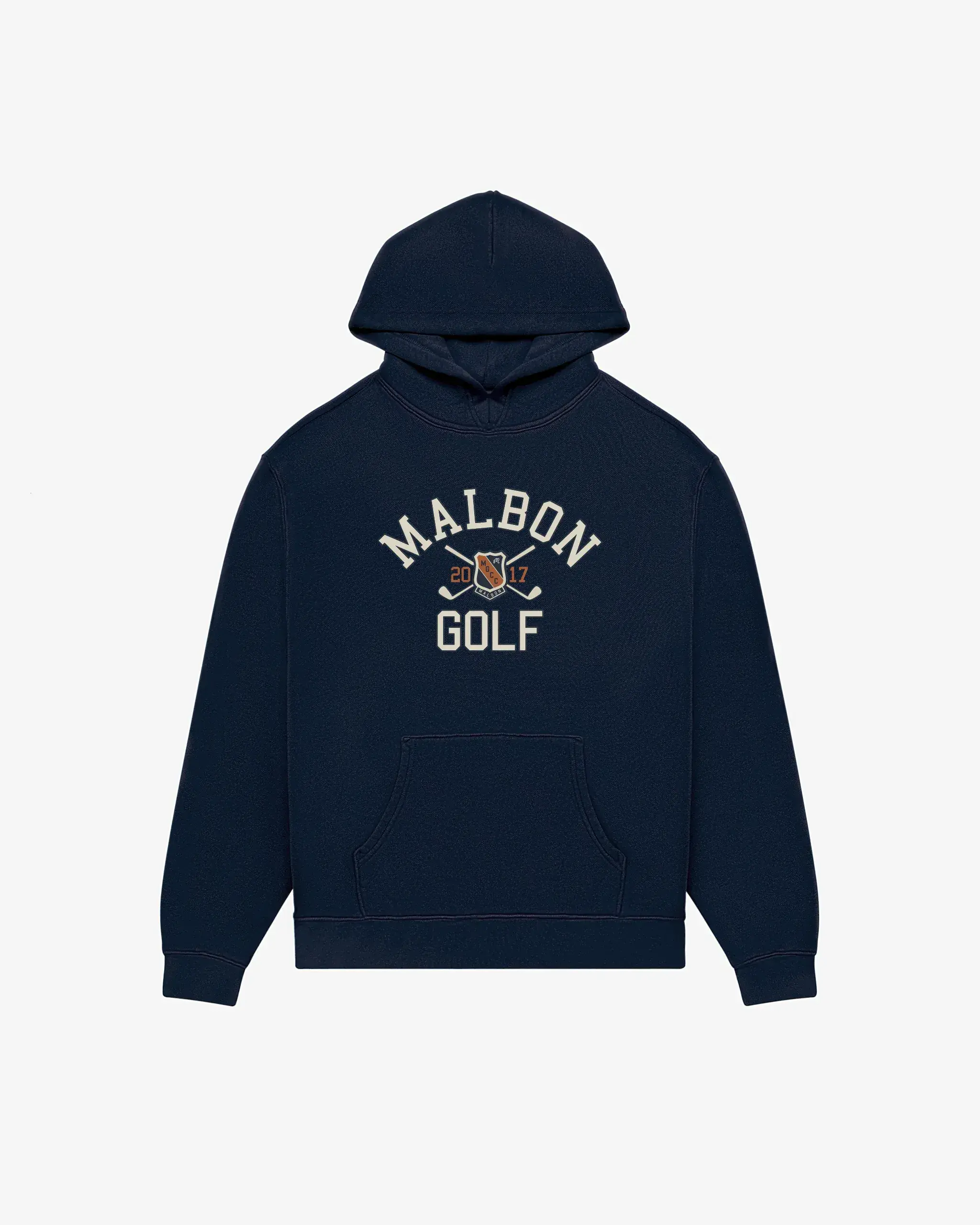 Malbon Golf Fesque Crest Hoodie, Vintage College Style Golf Sweatshirt, Navy Blue Oversized Streetwear Pullover, Preppy Golf Apparel, Gift for Golfer