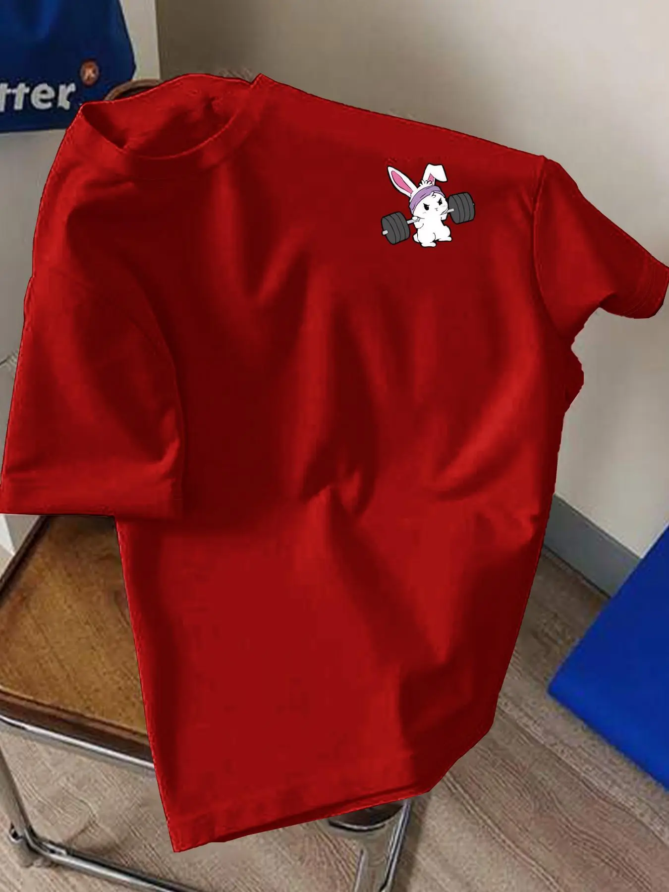Men's Regular Fit Cartoon Rabbit Print Round Neck Tee, Casual Short Sleeve T-shirt for Summer, Men's Top for Daily Wear, Tropical, Casual Fit Chic
