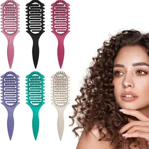 Hollow Out Hair Brush, Natural Straw Hairbrush with Bounce, Heatless Styling Tool for Easy Styling, Hair Styling Tool for Women & Men, Hair Detangling Comb