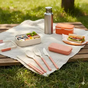 4-in-1 Camping Utensil Set, Heat-Resistant & Non-Slip Design, Foldable Spork Chopsticks, Portable Travel Cutlery for Outdoor Picnic, Reusable Eco-Friendly Camping Gear, Camping Accessory