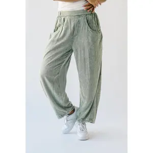 The Drussel Mineral Washed Barrel Pant in Olive