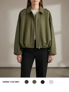 Women's Texture Bomber Jacket Coat, Stylish Aviator Outerwear for Women, Casual Fashionable Winter Clothing