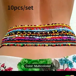 Chain Belt - 10pcs/set Multicolored Decorative Figurine with Central Figure & Circular Motif for Collectors