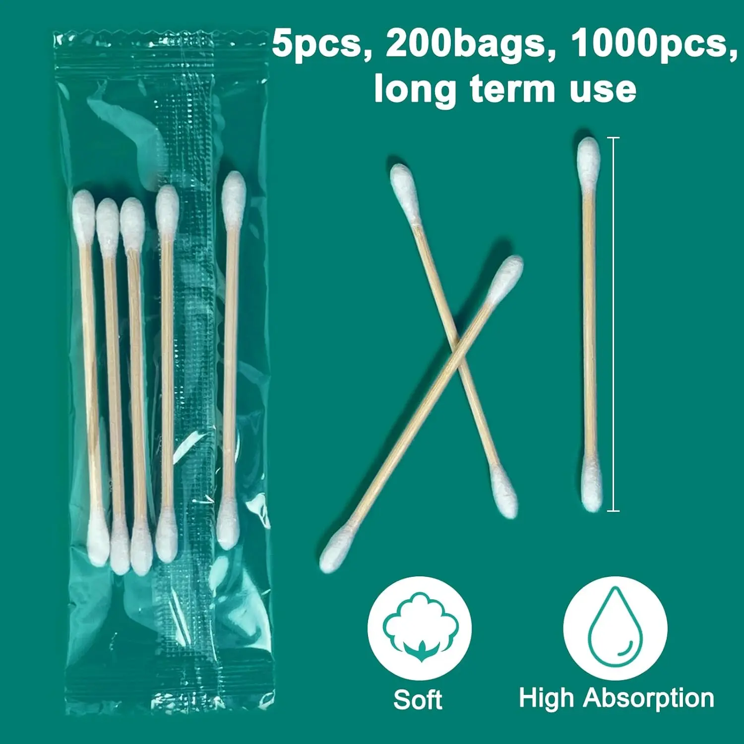 eyxformula Cotton Swabs, Individually Wrapped & Sterile with Bamboo Sticks for Hygienic Use - Travel Size Packs for Precision Cleaning, Beauty & Airbnb Hosts, Precision For Tasks, 5Pcs, Soft Cotton, On-The-Go, Natural Fibers, Sterile Wrap, Medical/Cleanin