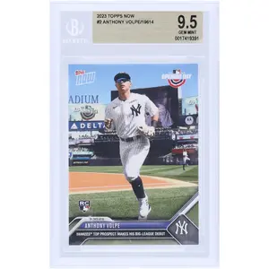 Anthony Volpe New York Yankees 2023 Topps Now Yankees Top Prospect Makes His Big League Debut #2 BGS Authenticated 9.5 Rookie Card