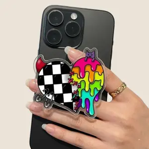 Colorful Heart with MagSafe Phone Grip, Horror Aesthetic Magnetic Phone Holder, Kawaii Scary Fan Gift , Kindle Accessories sticky Baby mount Library Card Flower-Shaped Multi-Functional Stand Universal Car Double-Sided Octo Adjustable Portable