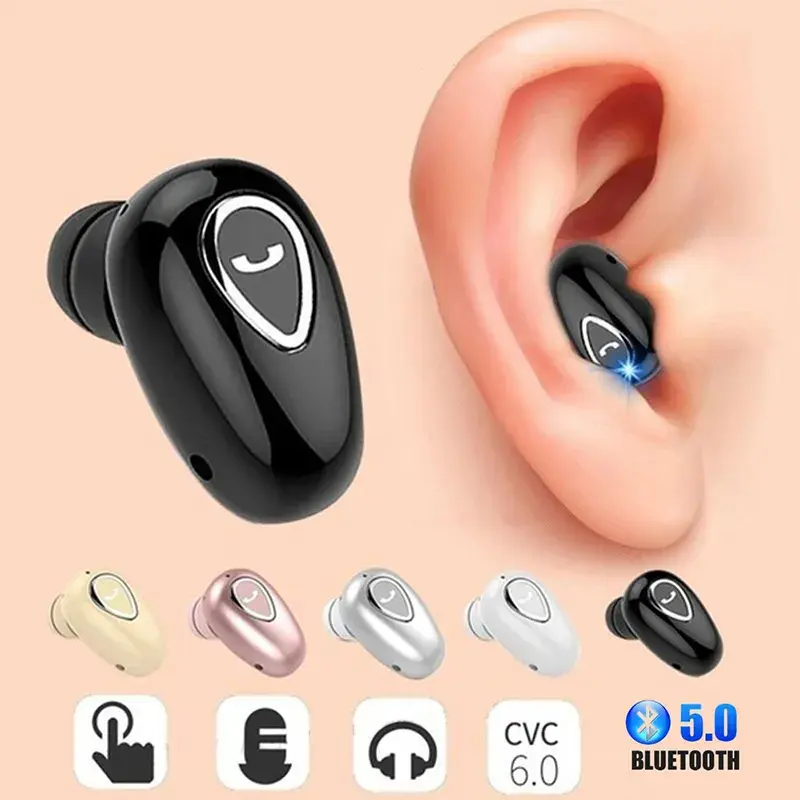 YX01 Mini Discrete In-Ear Bluetooth 5.0 Wireless Earbuds, Active Noise Cancellation Headphones with Mic, IPX5 Rated Waterproof Rechargeable Single Earbud Capable, HiFi Audio Rose Gold for Sports & Hands-Free Calls