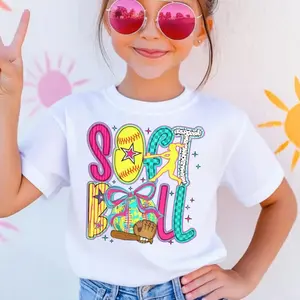Softball Shirt Girls Youth Tee, Cute Softball Graphic T-Shirt, Summer Outfit Sports Shirt, Youth Soft Cotton Apparel, Trendy Gift for Softball Lovers