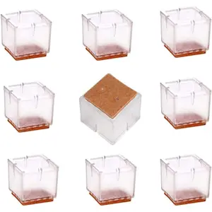 8 Pieces Square Chair Leg Caps, Chair Leg Floor Protectors, Silicone Table Furniture Leg Feet Tips Covers Caps